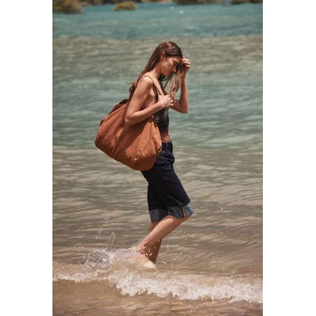 Bolsa shopper de algodón efecto lavado