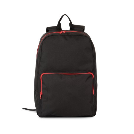 Backpack with contrasting zip fastenings