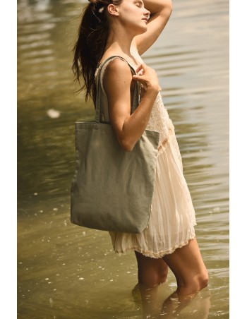 Bolsa shopper de algodón efecto lavado