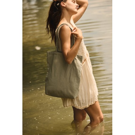 Bolsa shopper de algodón efecto lavado