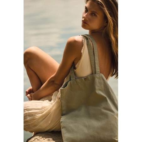 Bolsa shopper de algodón efecto lavado
