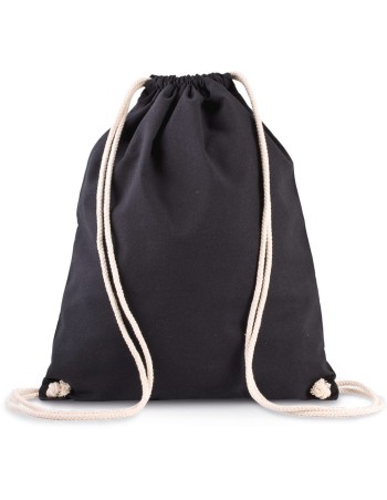 Organic cotton backpack with drawstring carry handles