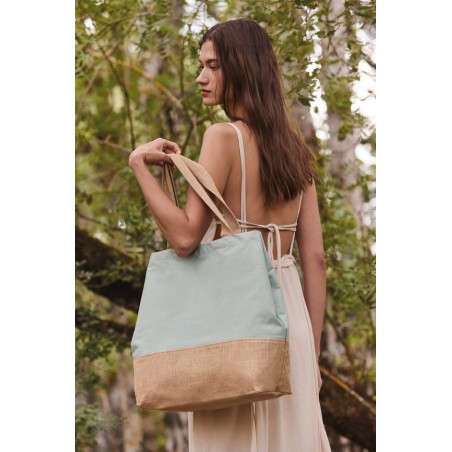 Canvas & jute hold-all shopper bag
