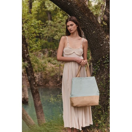 Canvas & jute hold-all shopper bag