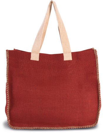 Jute bag with contrast stitching
