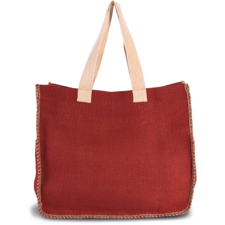 Bolsa de yute con costuras contrastadas