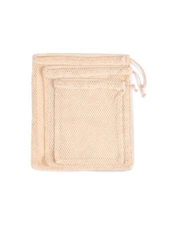Mesh bag with drawstring carry handle