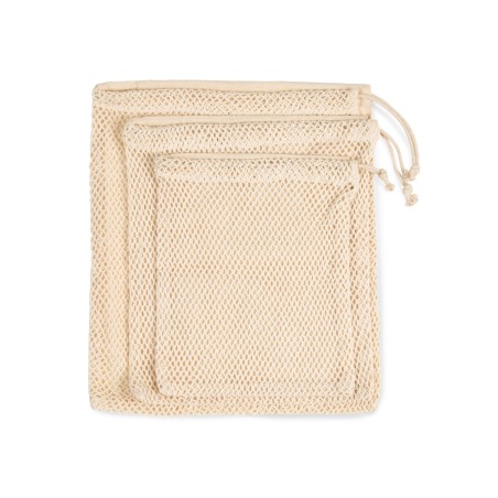 Mesh bag with drawstring carry handle