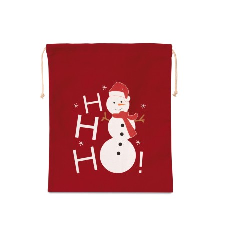 Bolsa algodón cierre cordón, diseño muñeco de nieve