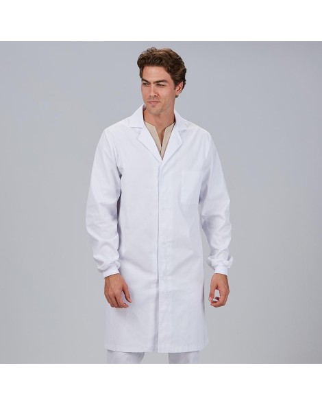 Bata blanca laboratorio puño y corchetes