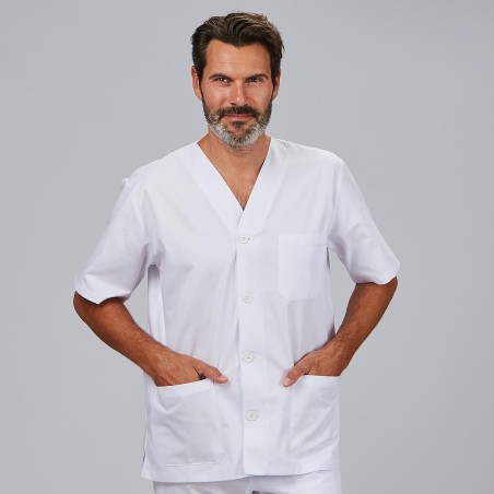 CHAQUETA SANITARIA M/C PICO Y BOTONES