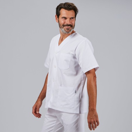 CHAQUETA SANITARIA M/C PICO Y BOTONES