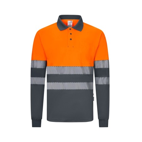 Polo av bicolor manga larga bandas segmentadas