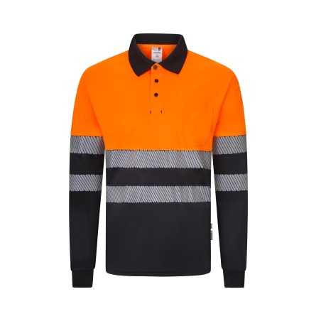 Polo av bicolor manga larga bandas segmentadas