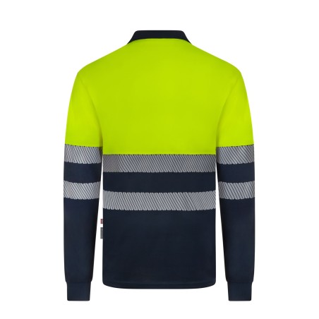 Polo av bicolor manga larga bandas segmentadas