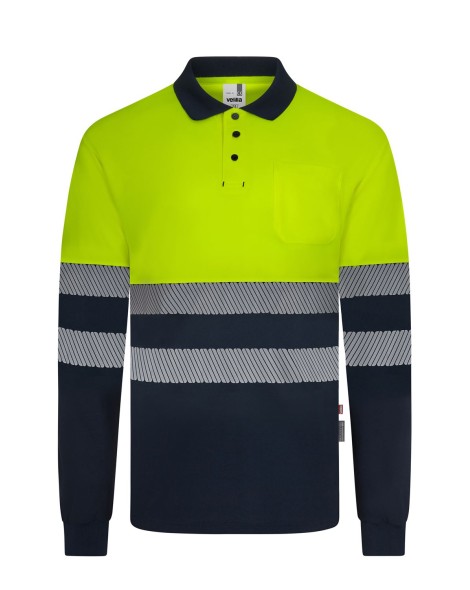 Polo av bicolor manga larga bandas segmentadas