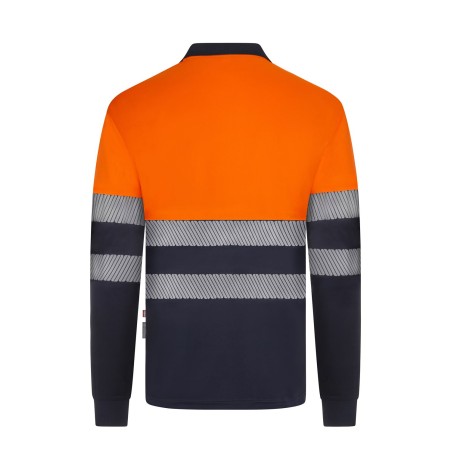 Polo av bicolor manga larga bandas segmentadas