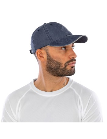 Washed Fine Line Cotton Cap with Sandwich peak
