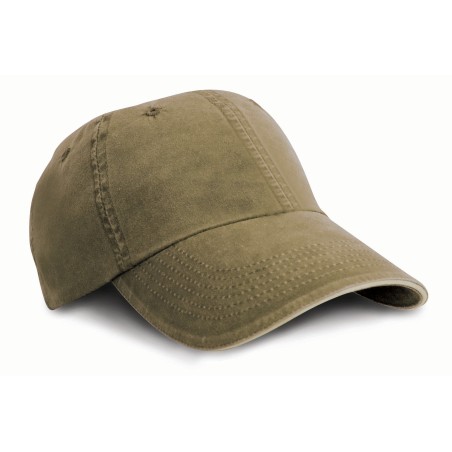 Washed Fine Line Cotton Cap with Sandwich peak